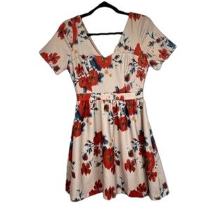 NEW! Pink Martini Fit & Flare Floral Sweetheart Neck Cottage Core Dress X Small